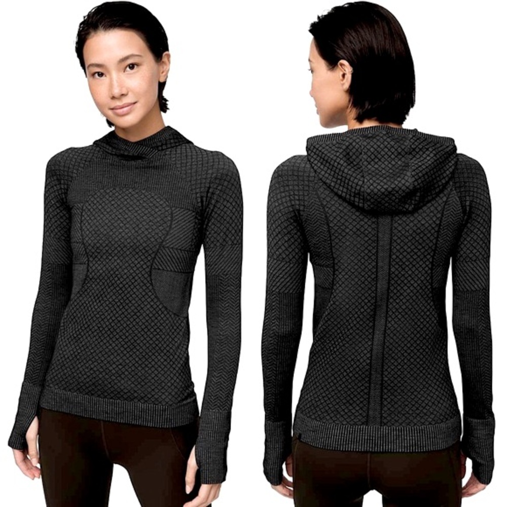 Lululemon Rest Less Hoodie *Patchwork Black / Alpine White Size 10 Outdoor Run